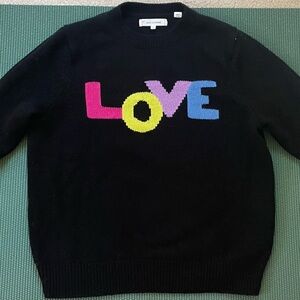 Chinti and Parker Neon Love 💜💙💚Black Wool Cashmere Crewneck Sweater XS